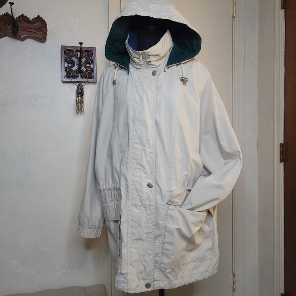 VTG London Fog Mens Lightweight Khaki Tan Cargo Parka Jacket Removable Hood✨️XL - Picture 4 of 16